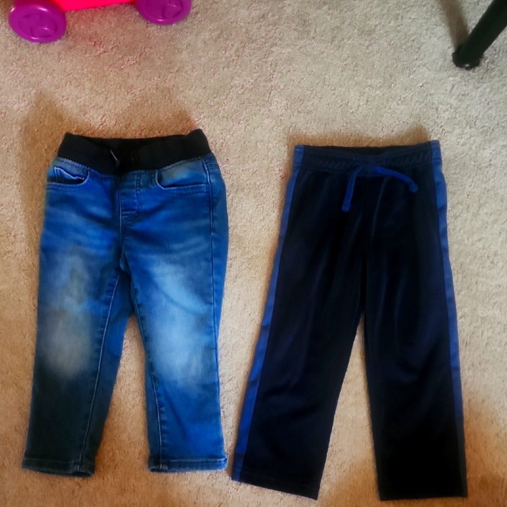 Blue Distressed JEANS AND WARM UP PANTS